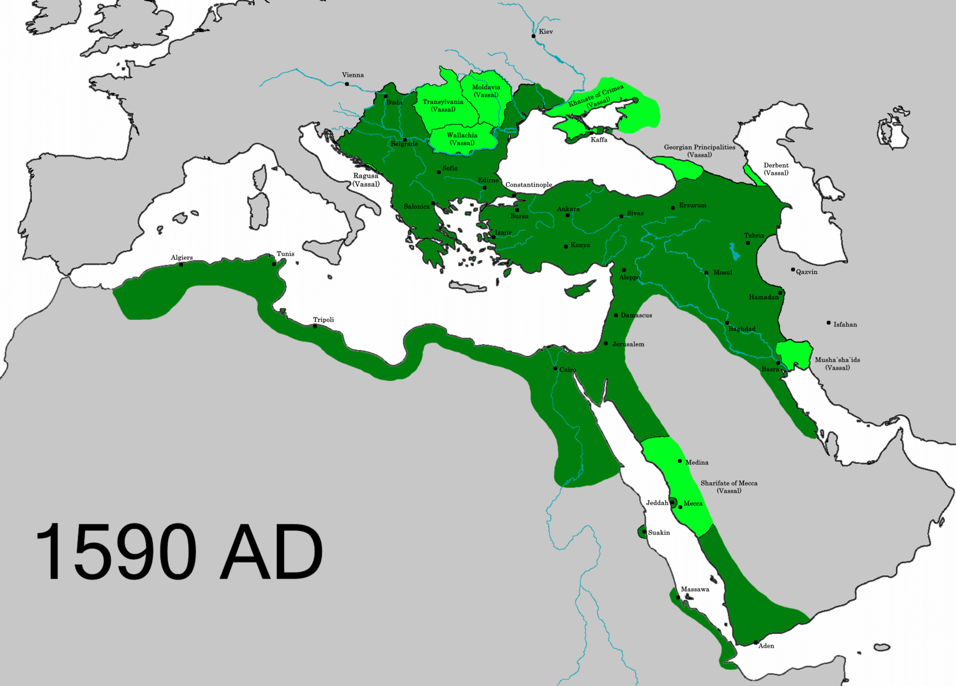 1590 年奥斯曼帝国疆域图